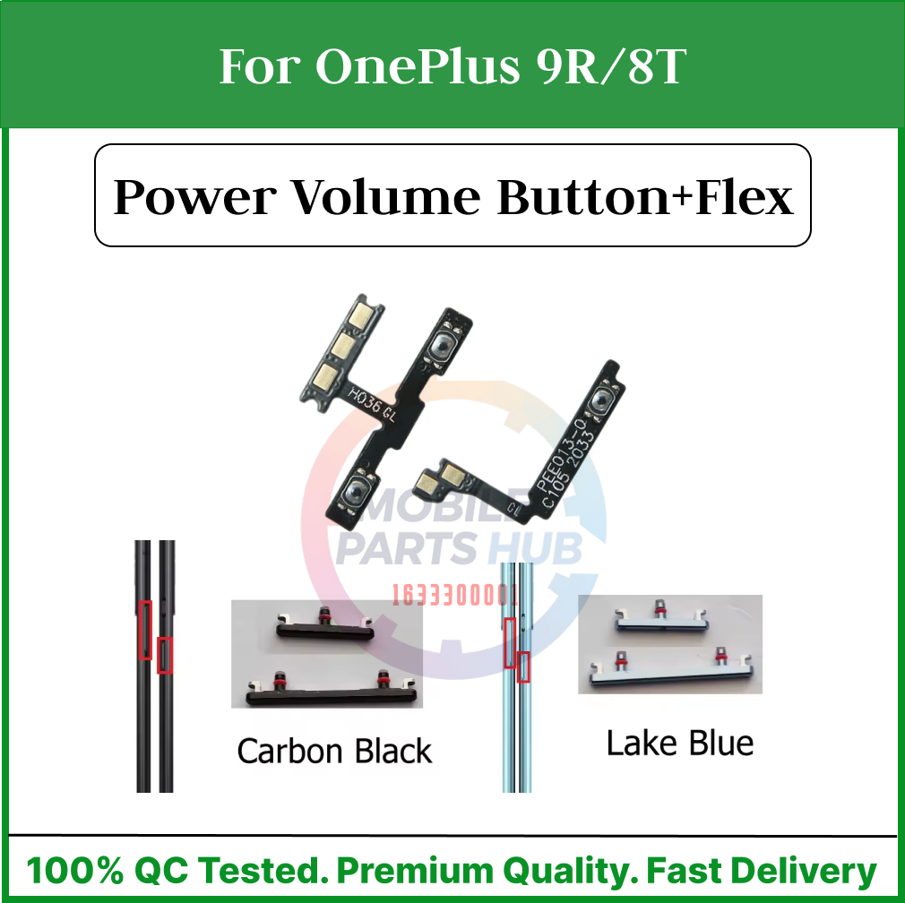 OnePlus 9R/8T Compatible With External Side Buttons Power On Off switch + Volume Control Button Outside Side Keys And Power Flex Cable switch Replacement Parts