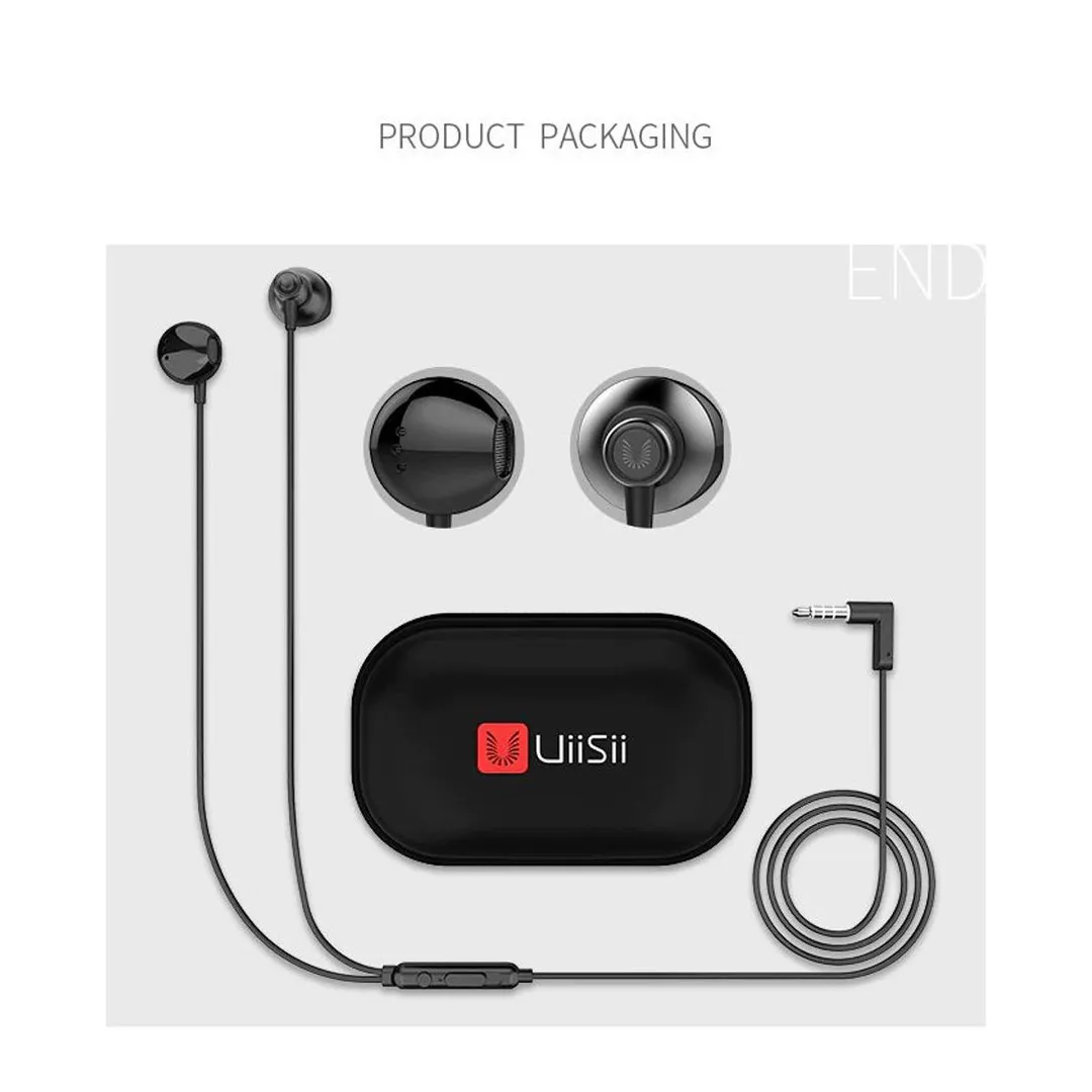 UiiSii HM12 Half in-Ear Headset Metal Bass Music Earphone Wired Headphones with Mic - Price in Bangladesh