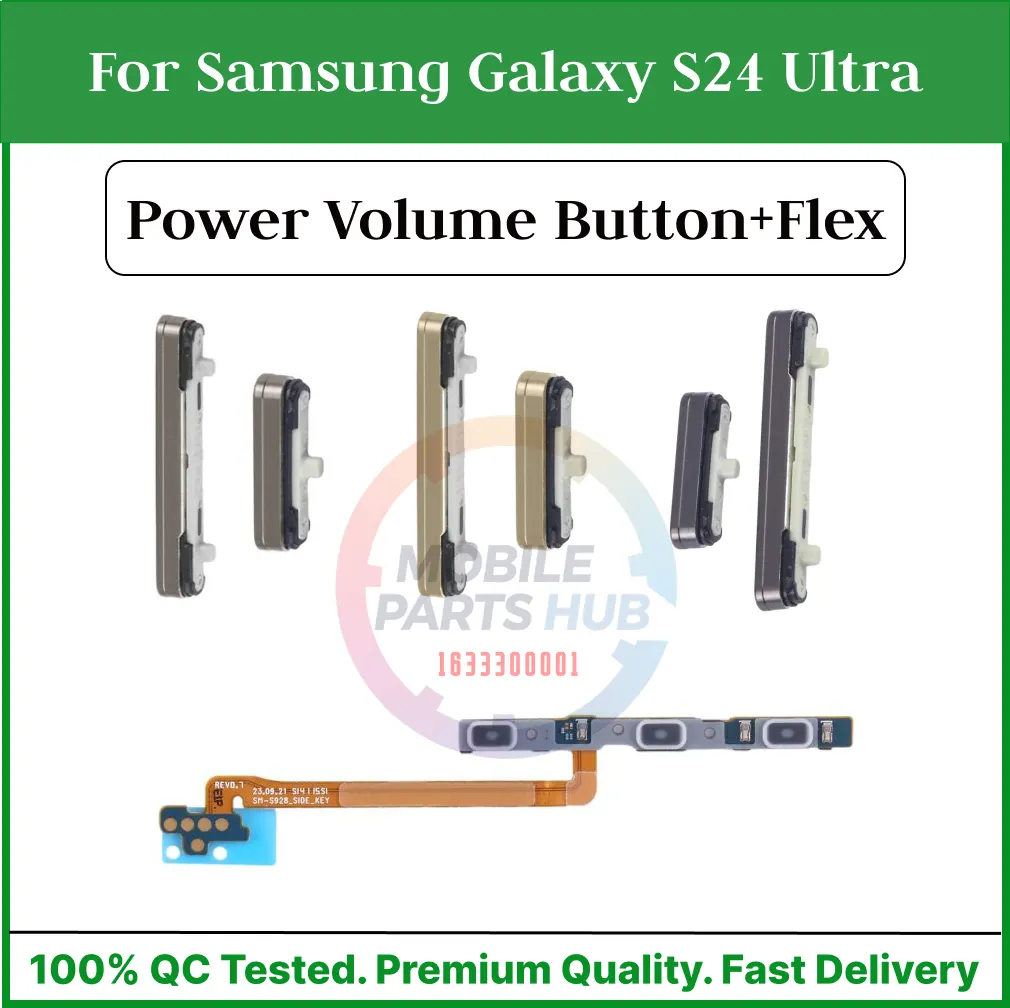 Samsung Galaxy S24 Ultra Compatible With External Side Buttons Power On Off switch + Volume Control Button Outside Side Keys And Power Flex Cable switch Replacement Parts - Price in Bangladesh