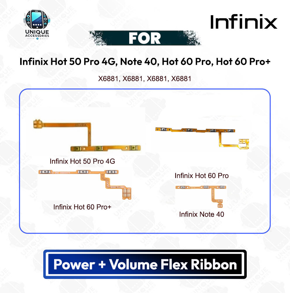 Infinix Hot 50 Pro 4G Note 40 Hot 60 Pro Hot 60 Pro+ Volume Button Flex Cable PCB Repair Spare Part Replacement Flex Cables Price in Bangladesh - Mobile.com.bd