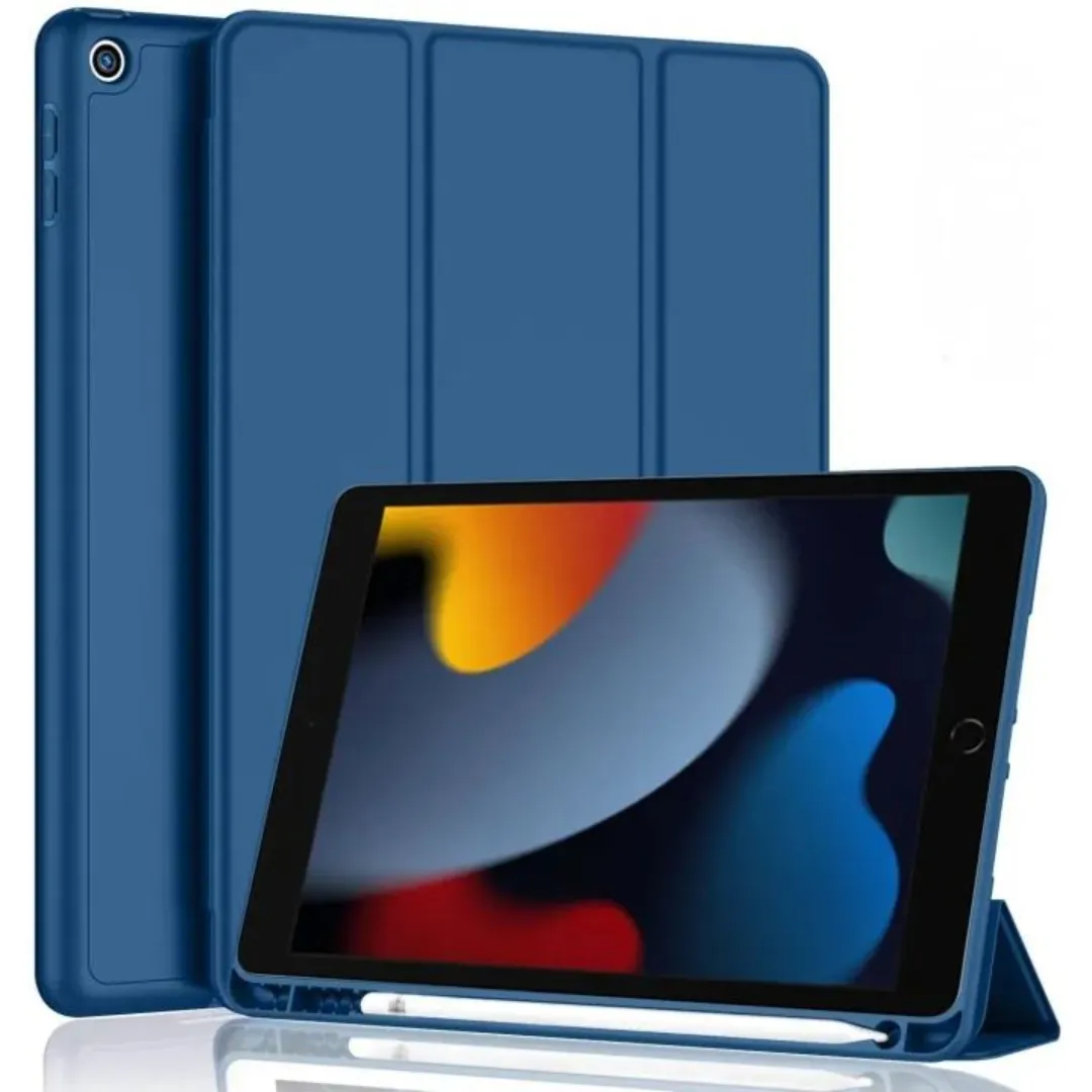Premium Smart Flexible Trifold Flip Stand Case Cover With Apple Pencil Holder For Apple Ipad 10.2 Inch 9Th Gen 2021 Cover 8Th Gen 2020 7Th Gen 2019 Generation Case Black/Blue Phone Cases & Covers Price in Bangladesh - Mobile.com.bd