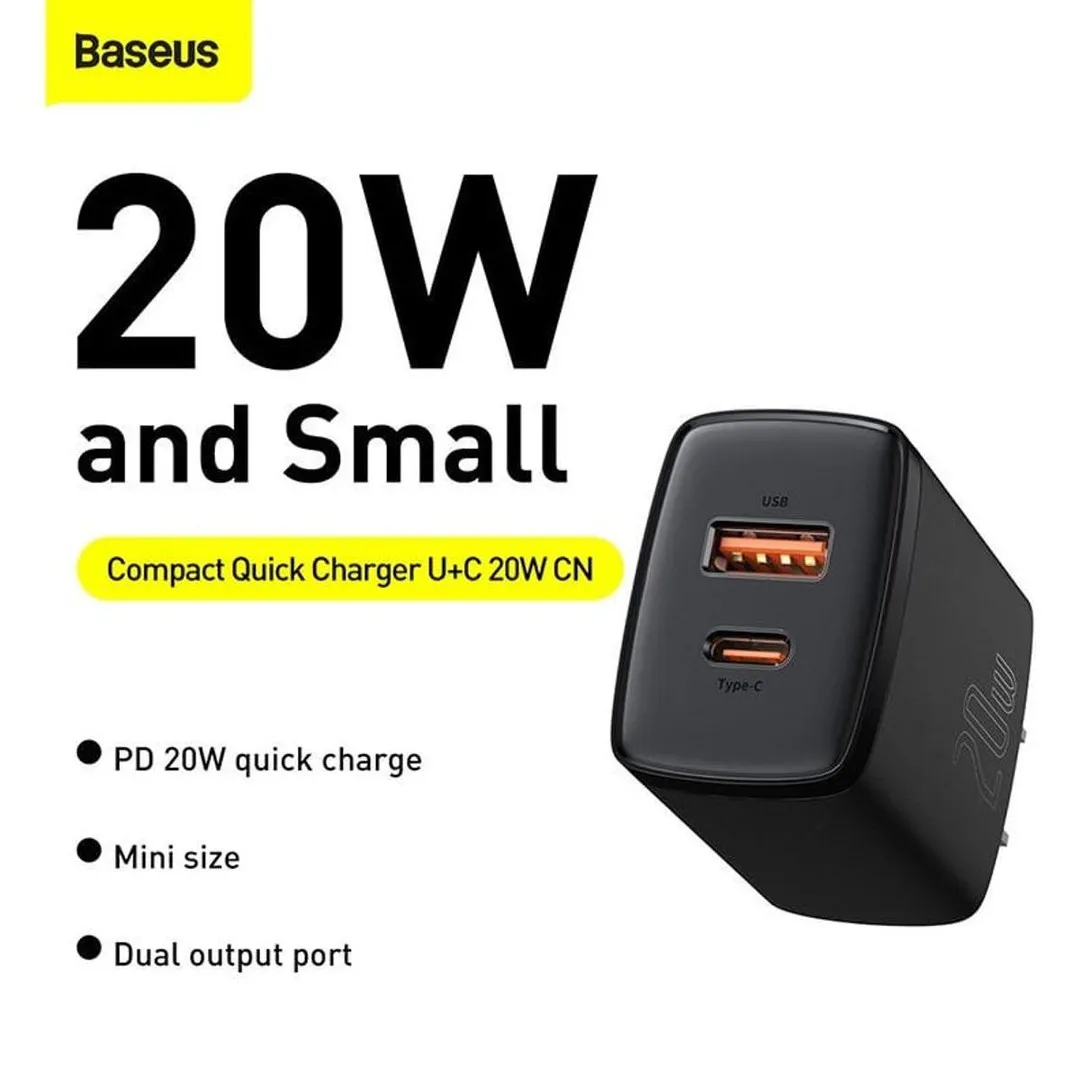 Baseus 20w Usb Charger Holder Type C Pd Quick Charging Dual Port Usb Portable Phone Charger For  12 Pro Max 11 Mini 8 Plus - Price in Bangladesh