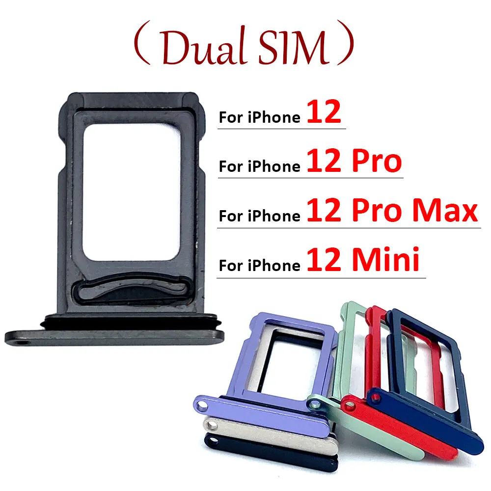 For iPhone 12/12 Mini, iPhone 12 Pro/12 Pro Max Single / Dual Nano Sim Card Tray Holder Sim Adaptor With Free Sim Ejector Pin Replacement Part - Price in Bangladesh