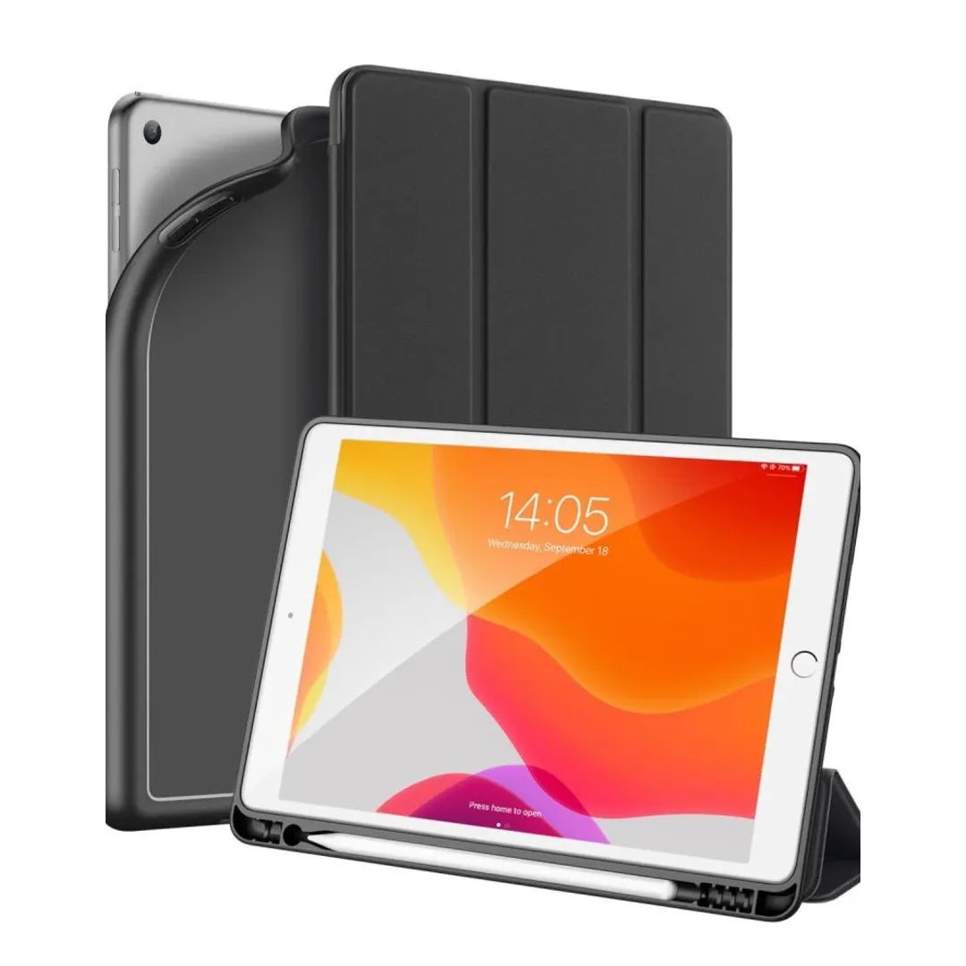 Flip Case For Ipad 9.7-Inch (6Th Generation, 2018/2017) With Pencil Holder, Slim Tablet Cover With Soft Tpu Back, Auto Wake/Sleep Black/Blue - Price in Bangladesh