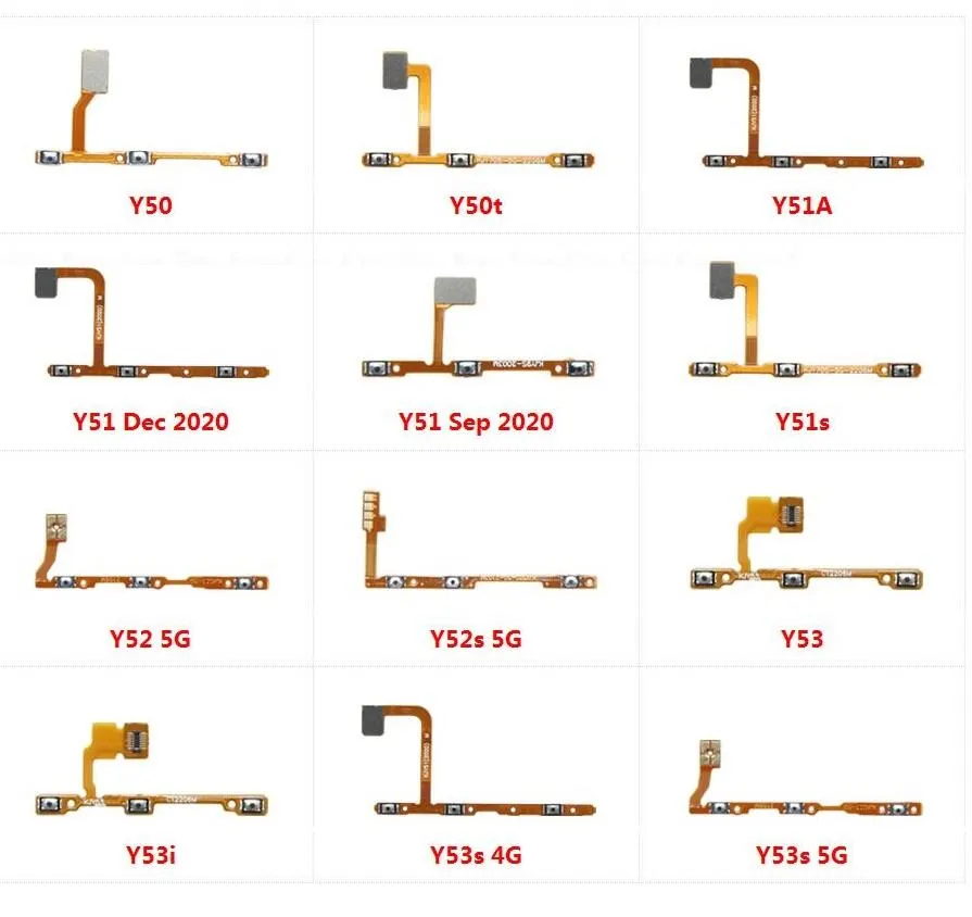 Vivo Y50T Y51 Y51s Y52 4G Y52s 5G Y53 Y53i Y53s 4G Y53s 5G Power on / off Switch Button Side Volume Up Down Buttons Flex Cable Replacement Parts - Price in Bangladesh