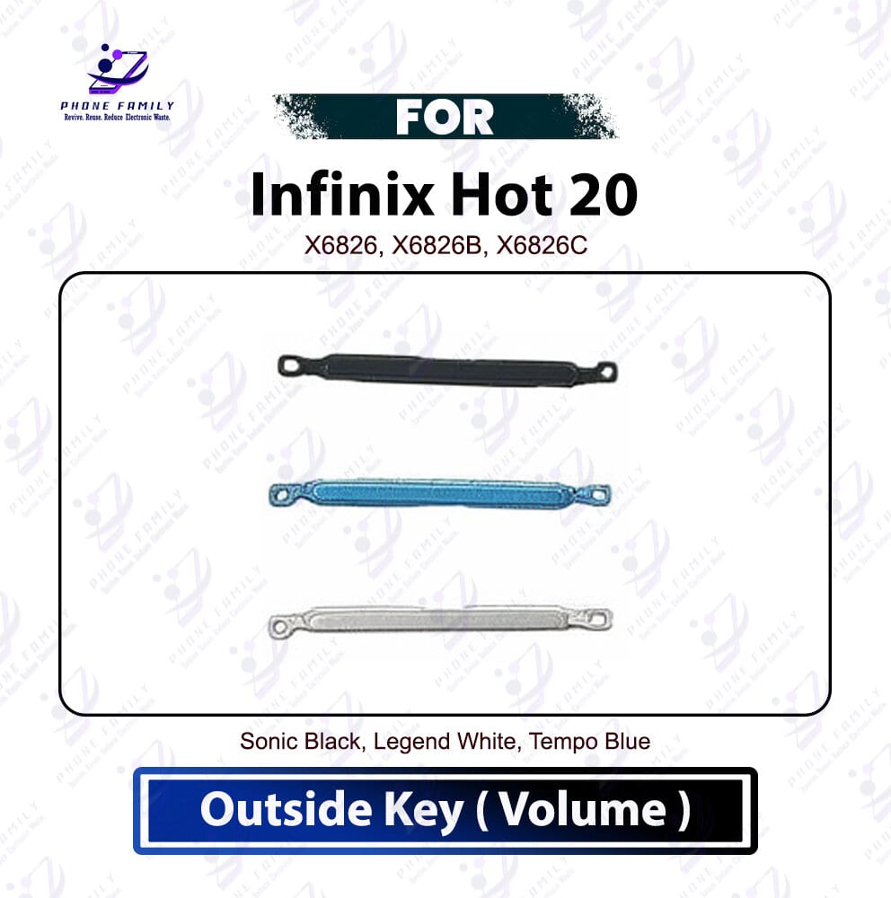 Infinix Hot 20 Volume Up Down Button Side Key, Outside Key Replacement Repair Spare Part For X6826, X6826B, X6826C - Price in Bangladesh