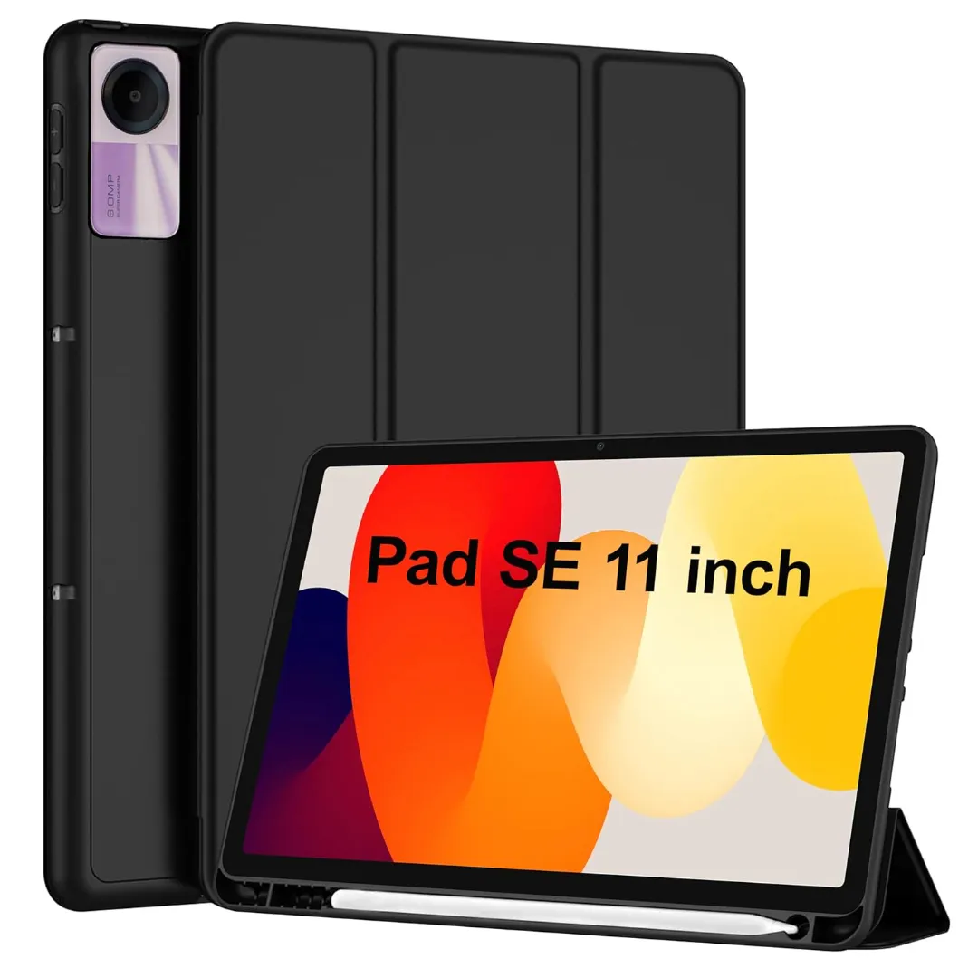 Premium Smart Case For Xiaomi Redmi Pad Se 11 Inch Tablet 2023 Cover With Pencil Holder,Soft Tpu Smart Stand Back Cover Auto Wake/Sleep (Black/Blue) - Price in Bangladesh