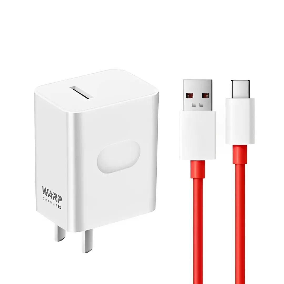 30W Warp USB Fast Power Charger Adapter with Type-C Cable 5V 6A For One plus 7t 7 Pro 6 6t 5 5t 3 …etc. Chargers Adapters Price in Bangladesh - Mobile.com.bd