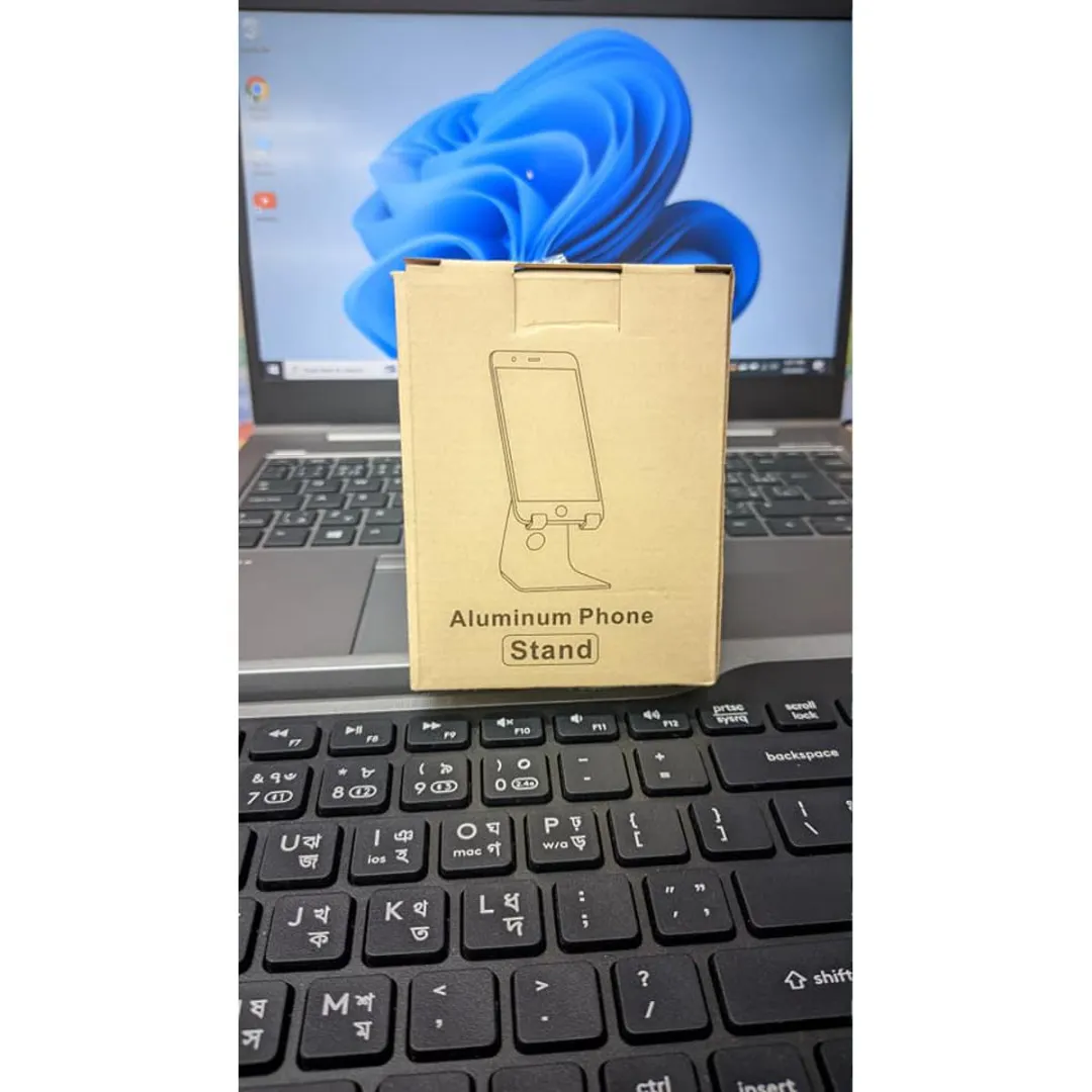 Premium Aluminum Mobile Phone Holder Dest Stand For Smartphone Tablet And Ipad (Black) - Price in Bangladesh