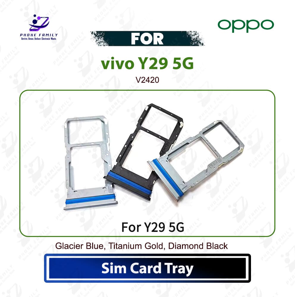 Vivo Y29 5G Sim Card Tray Slot Holder Card Reader SD Card Slot Adapter Dual Sim Tray Replacement Repair Spare Part For V2420 - Price in Bangladesh