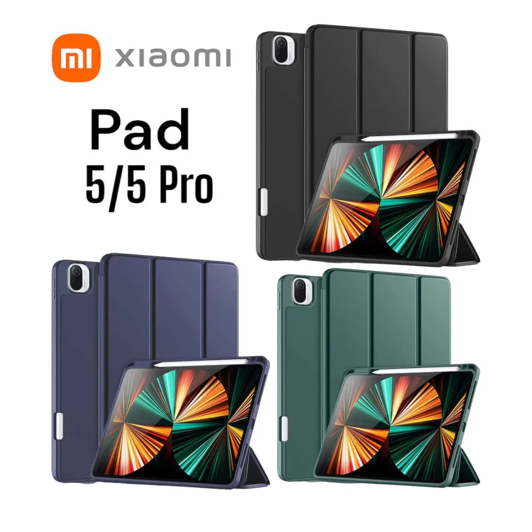 Smart Case Compatible With Xiaomi Mi Pad 5 / Mipad 5 Pro 11 Inch 5G 2021 Smart Case Flip Cover With Pencil Holder Leather Case Soft Tpu Back And Trifold Stand With Auto Sleep (Black/Blue/Green) Phone Cases & Covers Price in Bangladesh - Mobile.com.bd