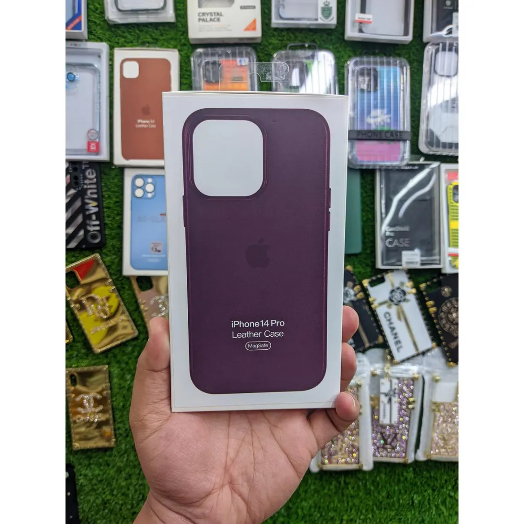 Leather Case For Apple Iphone 14 Pro 6.1" 2022 (No Magsafe)-Dark Purple (Back Case Cover For Smartphone) Phone Cases & Covers Price in Bangladesh - Mobile.com.bd