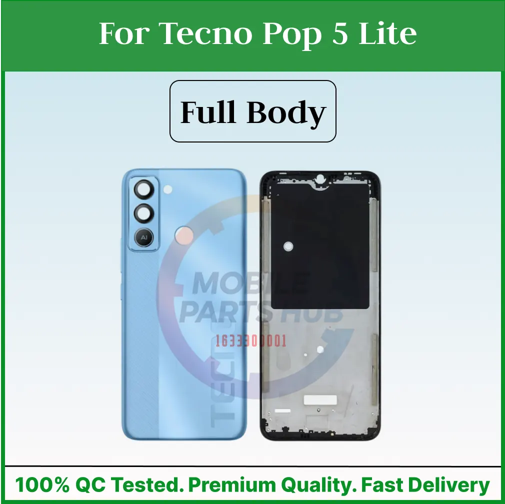 Tecno Pop 5 Lite Housing Middle Frame With Side Button and Camera Lens Complete Body Casing Replacement For Pop 5 Lite - Blue Mobile Parts & Accessories Price in Bangladesh - Mobile.com.bd