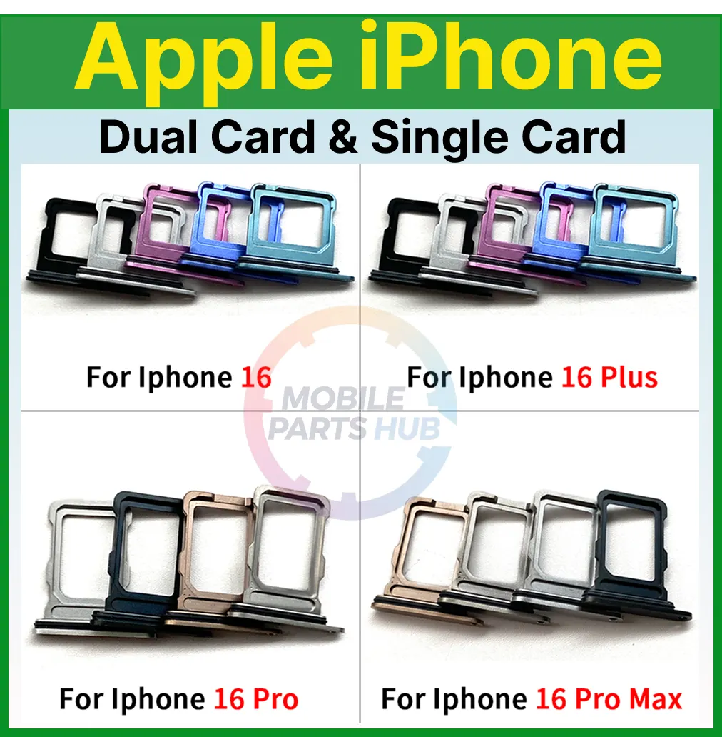 For iPhone 16/16 Plus, iPhone 16 Pro/16 Pro Max Single / Dual Nano Sim Card Tray Holder Sim Adaptor With Free Sim Ejector Pin Replacement Part - Price in Bangladesh