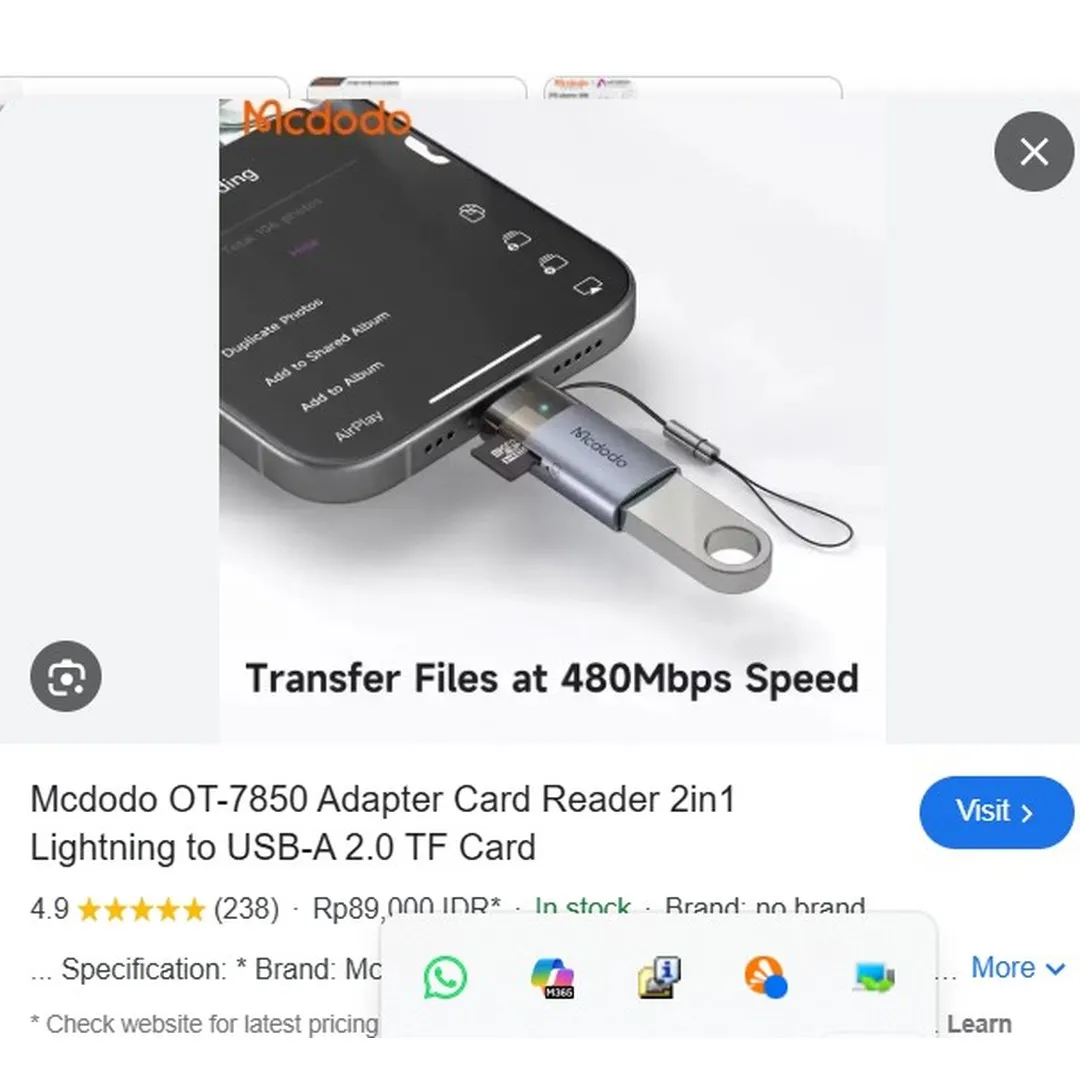 Mcdodo OT-7850 Adapter Card Reader 2in1 Lightning to USB-A 2.0 TF Card - Price in Bangladesh