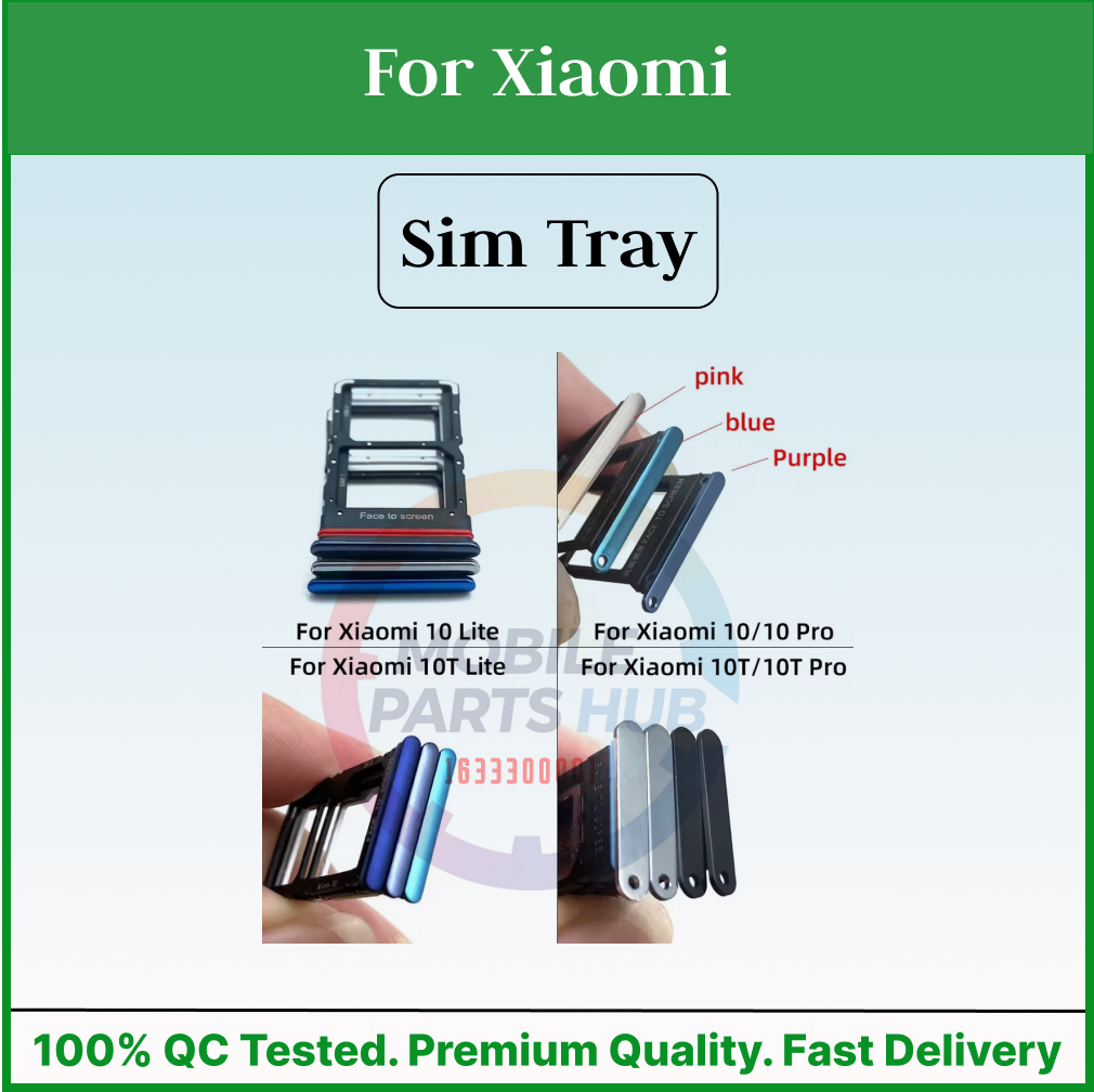 Xiaomi Mi 10/ 10 Pro/ 10 Lite/ 10t Lite/ 10t Lite Pro Sim Tray Micro SD Card Slot with Sim Ejector Pin Replacement Part