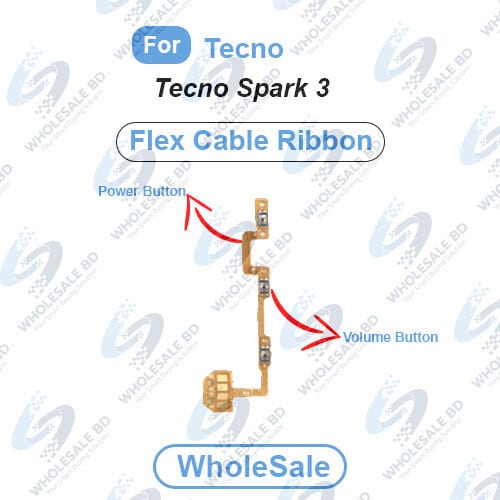 Tecno Spark 3 Power On/Off Switch Button Side Volume Up Down Buttons Flex Cable Replacement Parts (Wholesale) - Price in Bangladesh