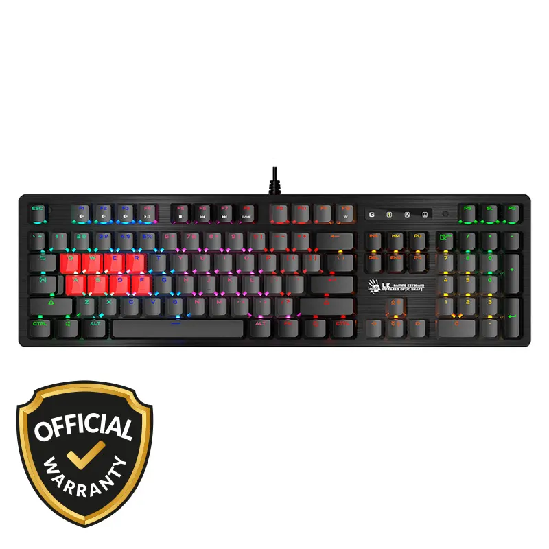 A4tech Bloody B820R (RED SWITCH) Light Strike RGB Animation Gaming Keyboard with Extra 2 Set Black + Grey Keycaps - Price in Bangladesh