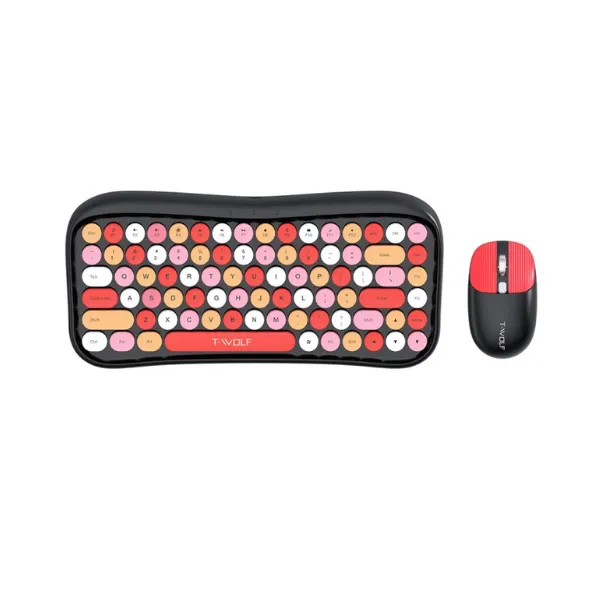 T-Wolf TF-660 Red Dual Mode Retro Wireless Keyboard & Mouse Combo - Price in Bangladesh