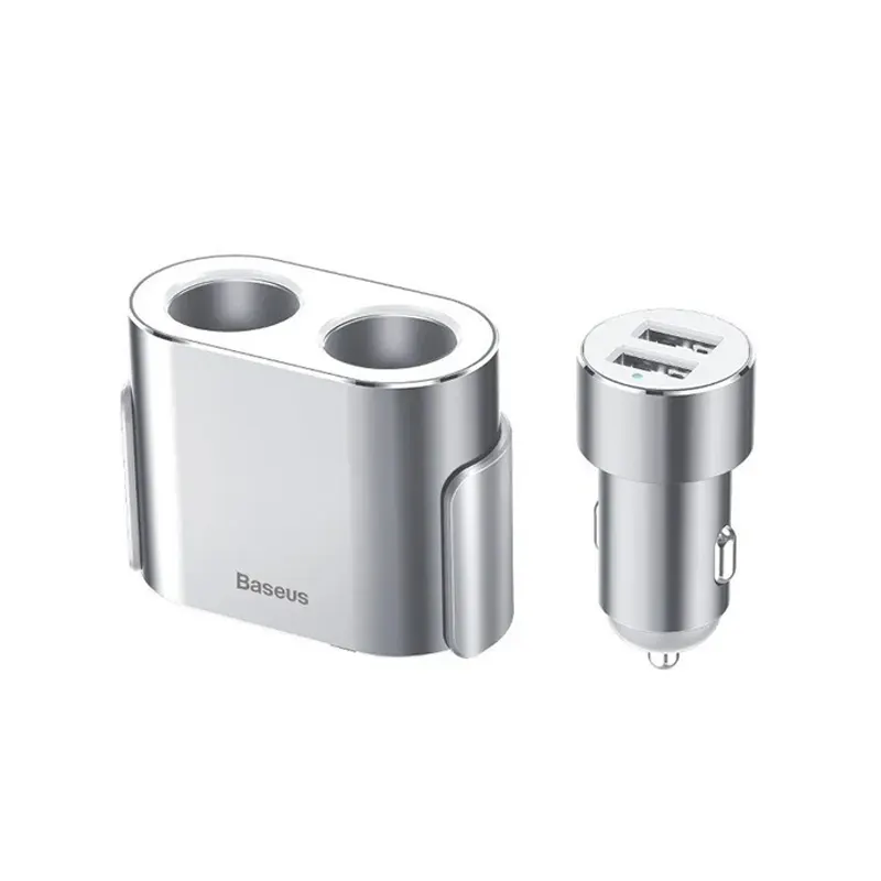Baseus High Efficiency 80W Dual Cigarette Lighter & Dual USB Car Charger (CRDYQ-0S) Charger & Adapter Price in Bangladesh - Mobile.com.bd