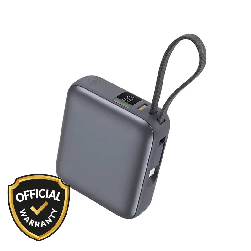 QCY 10000mAh PD35W Fast Charging Mini Power Bank with Built-in Cable (PB10C) - Price in Bangladesh