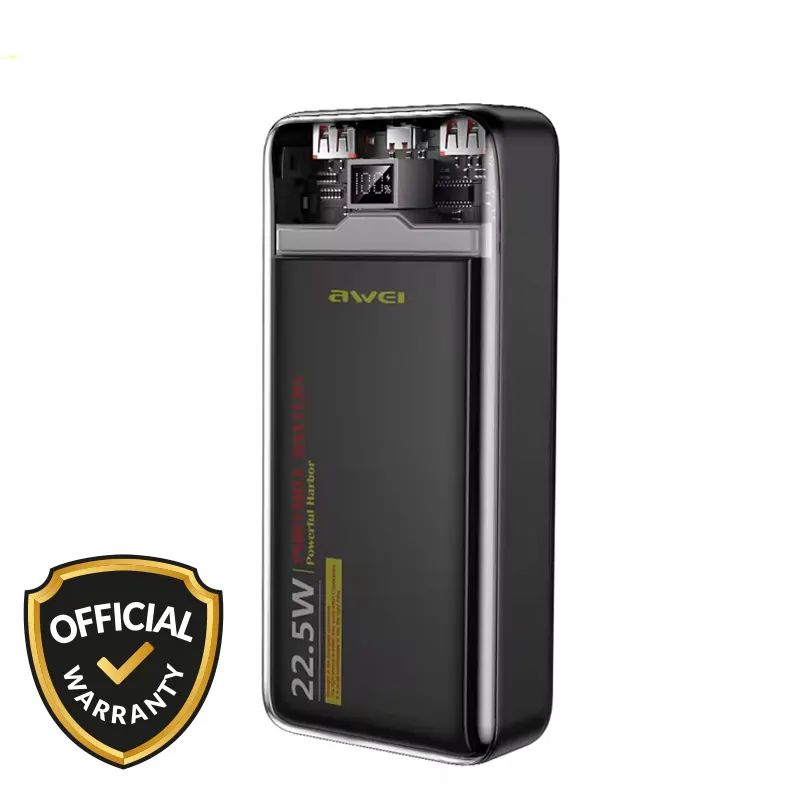 Awei 22.5W 20000mAh Transparent Portable Power Bank (P78K)-Black - Price in Bangladesh